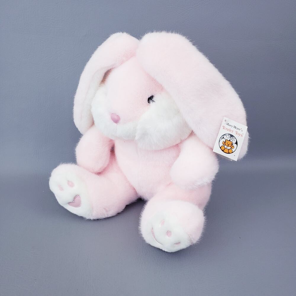 Vtg Plush Bunny Mary Meyer Lop Ear Rabbit Floppy Pink Fuzzy Easter Gift Tag